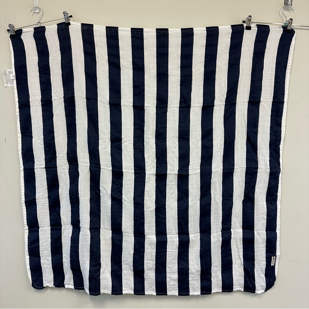 monica + andy 100% Organic Cotton Always Blanket Navy Striped Crib Blanket